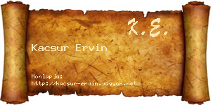 Kacsur Ervin névjegykártya